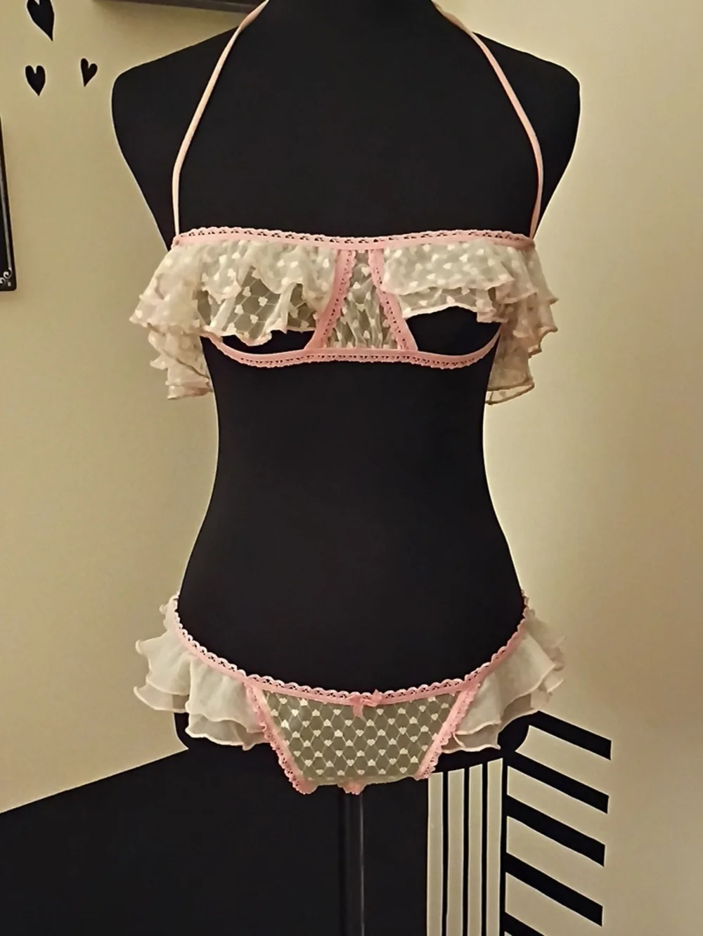 Sheer Polka Ruffle Bikini Lingerie